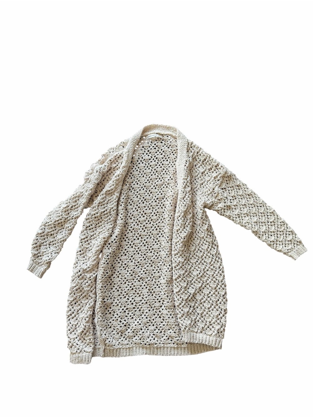 moon & madison Openwork Ivory Crochet Cardigan